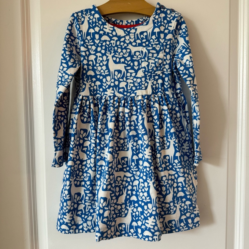 Mini Boden Girls Woodland Print Jersey Dress - Picture 1 of 6
